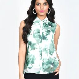 Zink London White Printed Shirt-image-53