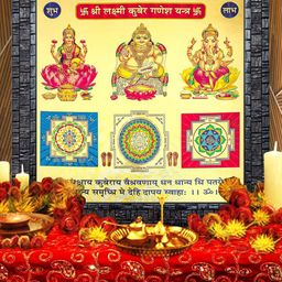 Gold Plated Shree Laxmi Kuber Ganesh Yantra Wall Hanging Photo Frame-21