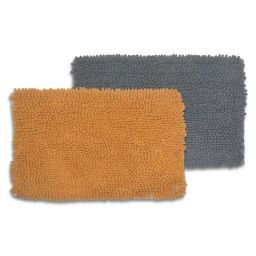 BIANCA Super-Soft Shaggy Floor Rug With Non-Slip Back -2pc Large (yakuza) solid-clay/grey image 2