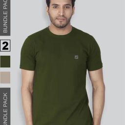 Lux Nitro Khaki & Ecru Regular Fit T-Shirt Pack of - 2-image-98