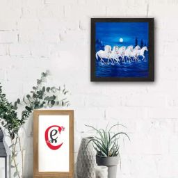 eCraftIndia 7 Running Lucky Horses Design Satin Matt Texture UV Art Painting-picture-34