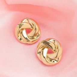 Karatcart Gold Plated Trinity Knot Design Stud Earrings For Women-13