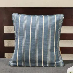 fabindia FabindiaBlue Cotton Woven Cushion Cover-picture-32