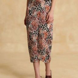 KAZO Brown Printed Relaxed Fit Skirt-image-60