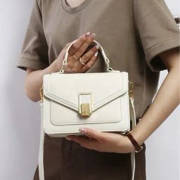 Styli White Textured Satchel Handbag-14