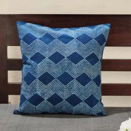 Fabindia Roshan Blue Cotton Printed Cushion Cover-image-92