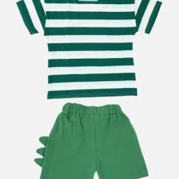 Little Surprise Box Unisex Green Printed Shorts Set-image-77