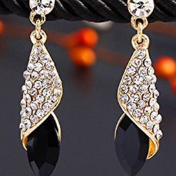 YouBella Gold-Plated Artificial Stones Studded Contemporary Drop Earrings-image-51