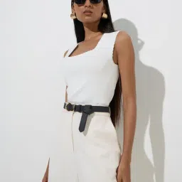 Wardrobe by Westside Ivory Ribbed-Textured Top-picture-44