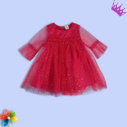 MINIKLUB Girls Pink Shimmer Full Sleeves Dress-image-52