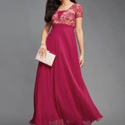 Miss Chase Pink Solid Dress-image-95