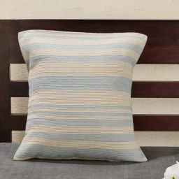 Fabindia Sangam Blue Cotton Woven Cushion Cover-image-38