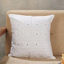 Fabindia Sangam White Cotton Appliqued Cushion Cover-image-44