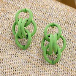 Karatcart Lime Green Interlinked Stud Earrings For Women-11
