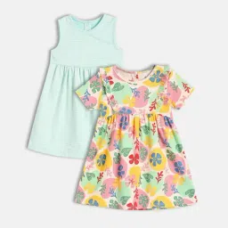 MINIKLUB Girls Blue & Pink Printed Dress - Pack of 2-image-48