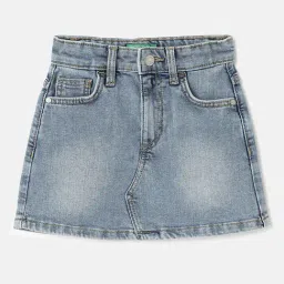 United Colors of Benetton Kids Blue Solid Skirt-picture-1