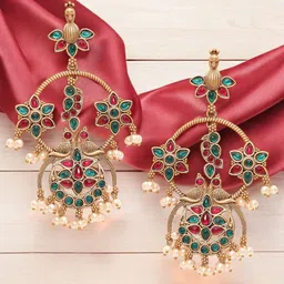 OOMPH Peacock Shaped Drop Earrings-image-83