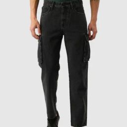 Bene Kleed Charcoal Relaxed Fit Cotton Cargo Jeans-picture-25