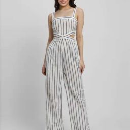 Forever 21 White Cotton Striped Jumpsuit-picture-31