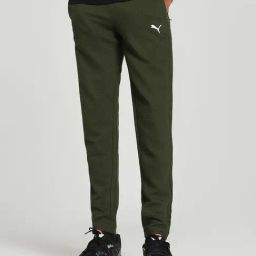 Puma Dark Green Cotton Slim Fit Joggers-image-18
