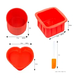 HAZEL Square, Round and Heart Shape Red Silicone Cake Mould (Set of 3) image 4