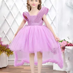 Lagorii Girls Designer Sequined Embellished Net Tailback Frock Dress-39