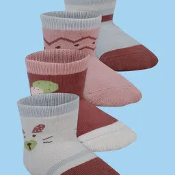 Baby Moo Girls Pack Of 4 Colourblocked Cotton Ankle-Length Socks-23