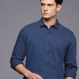 Louis Philippe Jeans Pure Cotton Self-Design Slim Fit Chambray Casual Shirt-image-62