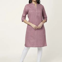 Rangmanch by Pantaloons Pink Cotton Printed Straight Kurta-picture-25