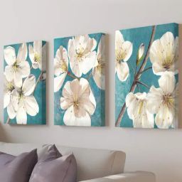 Art Street Printed White Cotton Canvas Wall Art - Set of 3-46