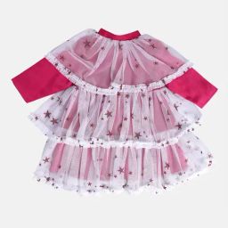 MINIKLUB Girls Pink Shimmer Full Sleeves Dress-image-53