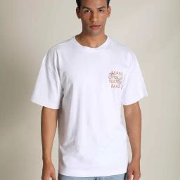 Bene Kleed White Cotton Loose fit Print T-Shirt-picture-34