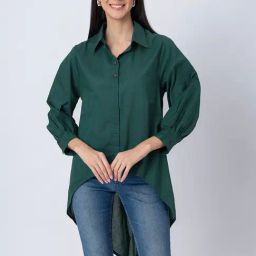Moomaya Green Cotton Regular Fit Casual Shirt-image-79
