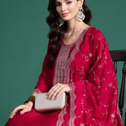 Indo Era Ethnic Motifs Embroidered Sequinned Kurta With Trousers & Dupatta-picture-43