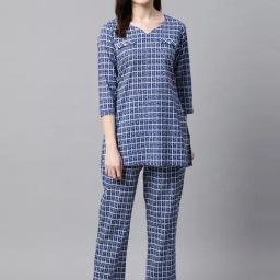 Meeranshi Blue Printed Tunic Pyjama Set-picture-18