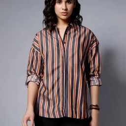 High Star Multicolor Striped Oversized Shirt-image-25