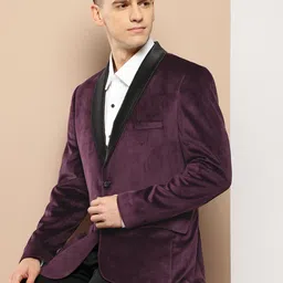 INVICTUS Slim Fit Velvet Single-Breasted Blazers-picture-43