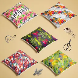 ArtzFolio Multicoloured Set of 5 Square Cushion Covers image 3