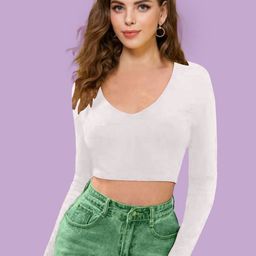 Dream Beauty Fashion Women Long Sleeves Crop Fitted Top-image-89