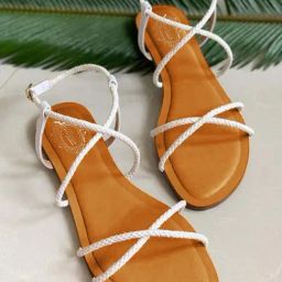 Shoetopia Women's White Back Strap Sandals-image-60