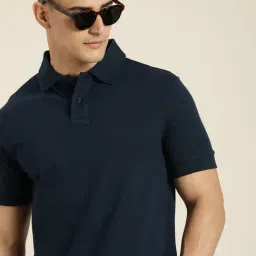 Dillinger Navy Loose Fit Cotton Polo T-Shirt-image-3