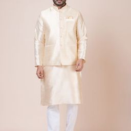 Nawaz's Kurta Mandarin Collar Neck Woven Nehru Jacket-picture-54