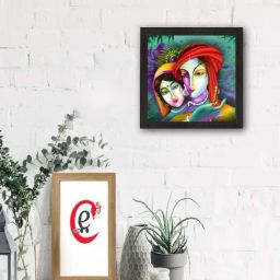 eCraftIndia Abstract Radha Krishna Satin Matt Texture UV Art Painting-25