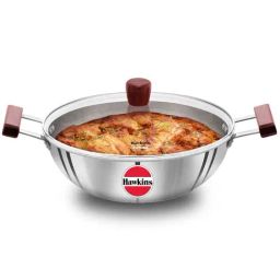 Hawkins Silver Stainless Steel Induction Triply Deep Kadhai With Glass Lid (Ssk50G) (5 L)-16