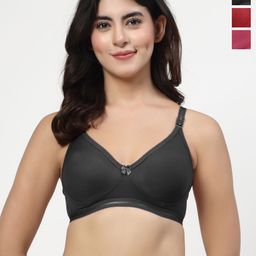 LILY Women Pack Of 3 Solid Full Coverage Non Padded Non Wired Regular T-shirt Bra ithsird-picture-18
