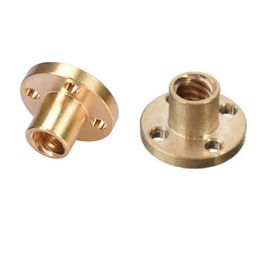 INVENTO 2Pcs M8 nut 1.25mm Pitch 8mm T Nut Brass round Flange Single Nut for 3D Printer CNC Robotics image 1