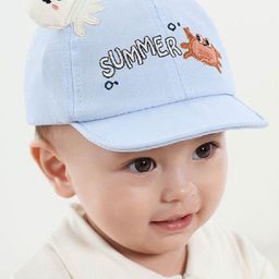 Ziory Summer & Crab Embroidered Octopus Detailed Beanie Cap - Blue-10