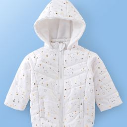 Babyoye Full Sleeves Hooded Jacket Star Foil Print - White-image-50