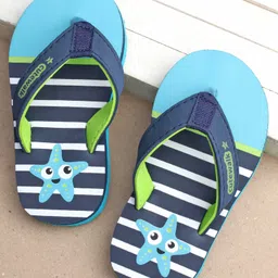 Cute Walk by Babyhug Flip Flops Stripes and Star Fish Print - Blue-picture-5