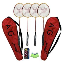 AXG Thrasher Racquets Set of 4 with 3 Plastic shuttles Badminton Kit-16
